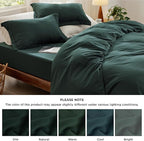 Bedsure Duvet Cover Full Size with Fitted Sheet - 4 Pieces Prewashed Cotton-Like Extra Soft Bedding Set, Includes 1 Duvet Cover 80x90 Inches, 2 Pillow Shams, 1 Fitted Sheet, Forest Green