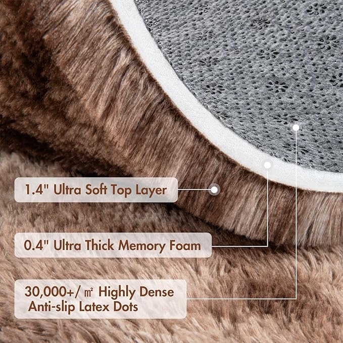 5x7 Ft Shag Brown Area Rug for Bedroom Living Room, Tie-Dyed Ultra Soft Fluffy Furry Rugs for Indoor Floor, Aesthetic Carpet for Kids Home Decor (Coffee)