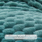 NEWCOSPLAY Super Soft King Blanket Light Teal Premium Silky Flannel Fleece 3D Clouds Stylish Jacquard Lightweight Bed Blanket All Season Use 350GSM (Light Teal, King(90"x110"))