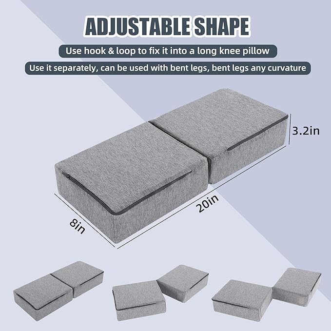 HOMBYS Memory Foam Knee Pillow for Side Sleepers, Adjustable Shape Pillow for Between Legs for Aligns Spine & Reduce Hip Pressure & Leg Elevation, Extra Thick & Supportive, Machine Washable