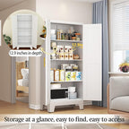 White Metal Storage Cabinet, 61" Steel Cabinets for Home Office, Kitchen Pantry Storage Cabinet with Doors and 3 Adjustable Shelves, Tool Cabinet, for Office, Home, Garage, School