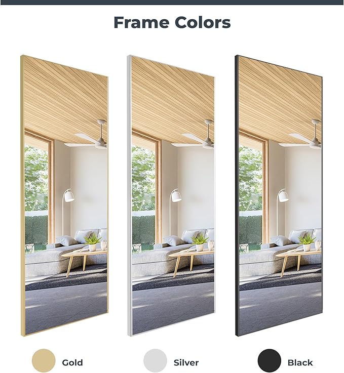 Glassless Large Mirror Shatterproof Unbreakable Wall Mirror for Gym, Dance Studio, Home Workout Room – 0.04mm Nano Film – Chrome 26" x 60"