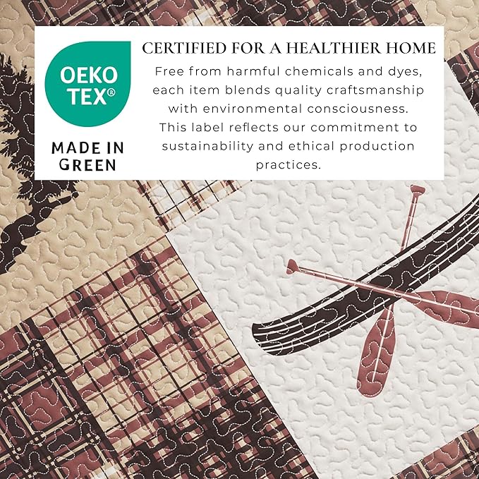 Great Bay Home Lodge Bedspread King Size Quilt with 2 Shams. Cabin 3-Piece Reversible All Season Quilt Set. Rustic Quilt Coverlet Bed Set. Redwood Collection.