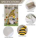 Welcome Summer Gnome Garden Flag Spring Summer Bee Sunflower Yard Flag 12x18 Double Sided Burlap Daisy House Flag for Rustic Seasonal Outside Outdoor House Decoration (ONLY FLAG)