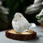 Crystal Glass Bird Figurines Robin Bird Decoration Paperweight Hand Blown Glass Art Animal Collectible Figurines Gift for Women (Dazzle Clear)