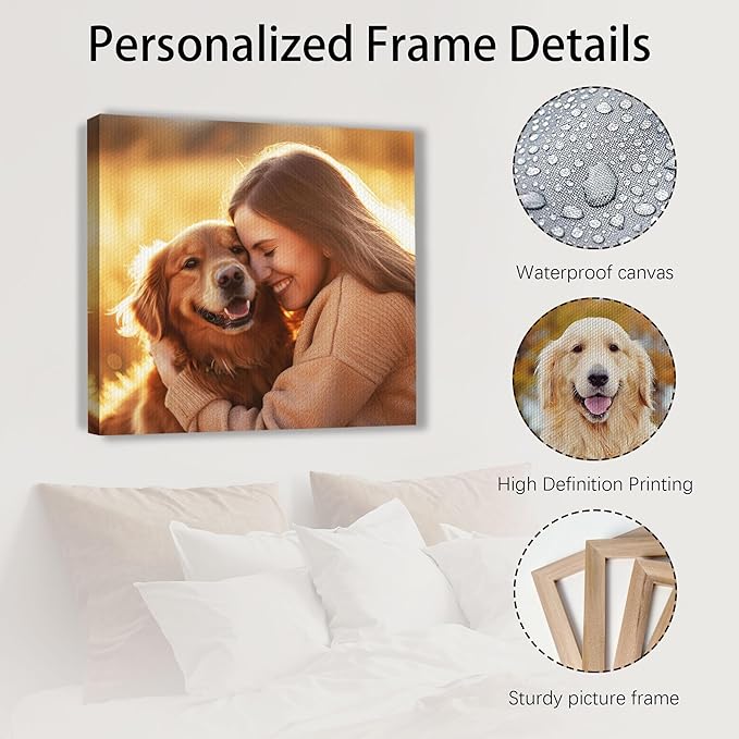 SPECPIX Custom Canvas Prints with Your Photos Customized Canvas Wall Art Personalized Canvas Pictures Gifts for Pet Dog Baby Family Mom Dad Men Women Couple Boyfriend Girlfriend Framed 16x16