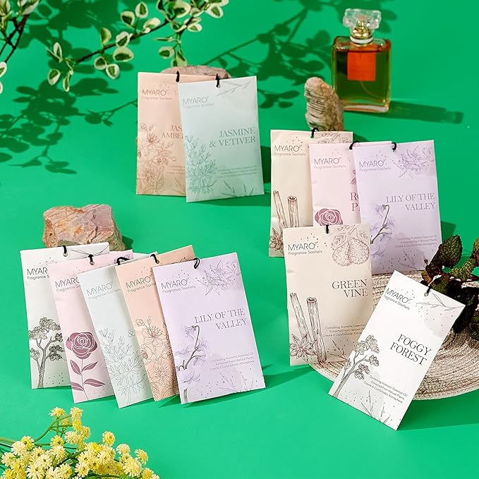 MYARO 12 PCS Sachets Scented for Closet and Drawer, Long-Lasting Sachets Bags, Potpourri Bags Home Fragrance for Lover