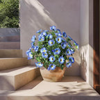 UV Resistant Artificial Petunias Fake Flowers Artificial Flowers for Outdoors Silk Flowers Fake Hanging Basket Plants Suitable for Outdoor Porch Decoration Patio Decoration,13.3In,Blue, 4PCS