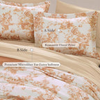 Full Comforter Set -7 Pieces Autumn Leaf Floral Comforter Set for All Seasons, Bed in a Bag Full with Botanical Flowers Comforter, Sheets, Pillowcases & Shams