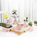 Bud Vases in Bulk 30, Small Vase for Flowers, Small Flower Vase for Centerpieces, Pink Glass Vases for Centerpieces, Mini Vintage Vases for Wedding Table Decor