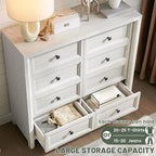 41" Tall White Dresser, Farmhouse 8 Drawers Dressers for Bedroom, Vertical Chest of Drawers for Bedroom Nursery with Metal Handle, Modern Rustic Wood Dresser for Closet, Living Room