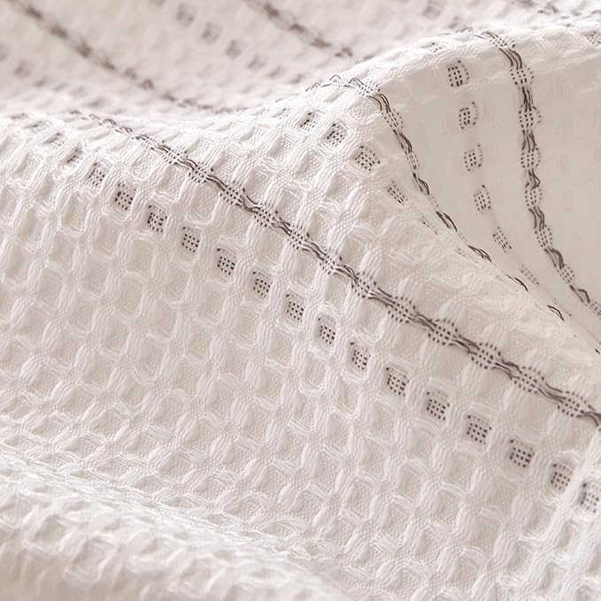 Amazon Basics Waffle Weave Microfiber 3-Piece Duvet Cover Set, Includes 1 Duvet Cover and 2 Pillow Shams, Queen, Dark Grey Striped