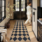 Lahome Checkered Easy Jute Runner Rug, 2x8 Hallway Kitchen Runner Rug Non Slip Washable Outdoor Carpet for Entryway Indoor, Checkerboard Black Indoor Outdoor Carpet for Hallway 8ft Entry