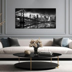 Brooklyn Bridge Canvas Wall Art for Bedroom Black and White City Wall Decor for Living Room Office Wall Art Decor 24 x 48 Inch