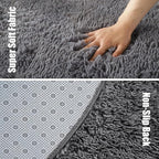 Fluffy Round Area Rugs for Living Room,6'X6'Shag Circle Area Rugs for Bedroom,Non Slip Fuzzy Plush Rug for Kids Room Boys Girls Room and Dorm,Deep Grey