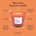 Hidden Label Large Scented Candle, Blood Orange & Grapefruit, 30oz 3 Wick Huge Candle, Serene Collection Slow Burn Natural Soy Candles for Home Scented