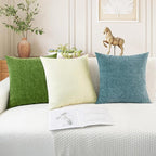 CaliTime Throw Pillow Covers Decorative 20 X 20 Inches Pack of 2 Cozy Chenille Cushion Cases for Couch Sofa Bed Living Room Home Beige