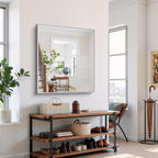 YIROMAN Bathroom Mirror 30"x36", Brushed Silver Bathroom Mirror for Over Sink with Aluminum Frame, Rectangular Vanity Mirror with Right Angles, Wall Mirror Hangs Horizontal or Vertical, Shatterproof