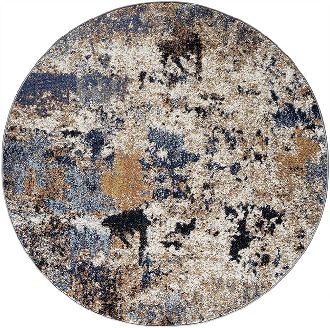 Keen Home Design Area Rugs - 10ft Round Non-Shedding, Abstract Rugs for Kitchen, Living Room, Bedroom, Dining Room, Entryway - Size: 10' Round, Multi