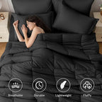 JOLLYVOGUE Twin Comforter Set, Ultra-Soft Bed in a Bag Twin Size 5 Pieces, Oeko-TEX Certified Bedding Set with Down Alternative Comforter, Sheets, Pillowcases & Shams, Black