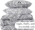 Southshore Fine Living, Inc. Boho King Quilt Set, Lightweight Bedspread, Summer Coverlet, 3-Piece Paisley Bedding Set with Two Matching Quilted Pillow Shams, California/King Quilts, Black