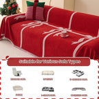 Chenille Armchair Sofa Slipcover Washable Furniture Protector Recliner Couch Cover 1-Piece Cushion Stain Resistant Chair Cover Soft Breathable Couch Cover Blanket, Red Bow 71"x 102"