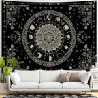 Lunerfex Mandala Moon Tapestry Boho Tapestry for Bedroom Black Tapestries Wall Hanging Living Room Wall Art and Home Decor 60x80