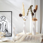 6 Pieces White Ceramic Vases for Home Decor 7.09 inch Tall Vases for Centerpieces Modern Floral for Wedding Party Event Home Office Decoration (Trendy)