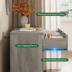 Fluted Dresser with 7 Drawers, 58" Wide Modern Chest of Drawers with Metal Handle, Wooden Dresser TV Stand, Wood Closet Clothes Storage Organizer for Bedroom, Living Room, Hallway, Light Grey