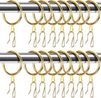 Hotop 60 Pieces 1.65 Inch Metal Drapery Curtain Rings Curtain Hanging Rings and 60 Pieces Metal Drapery Pin Hooks for Drapes Window Door Shower (Gold)