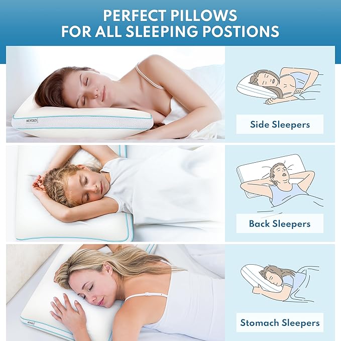 Bed Pillows Queen Size of 2- Premium Luxury Hotel Quality Cooling Bed Pillows for Sleeping,Soft Fluffy & Memory Foam Filling,Support Loft Gusseted Bed Pillows for Side and Back Sleepers