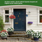 Artificial Impatiens Bouquet Flowers for Outdoors Silk Faux Flowers for Outdoor Impatiens Plants Decor Indoor Planters Kitchen Planters and Balcony Decorations 2PCS (White)