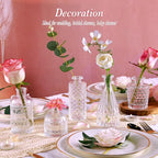 Clear Glass Bud Vases Set of 5, Mini Flower Vase for Centerpieces, Small Clear Vases in Bulk for Wedding Decorations, Vintage Vase for Table, Recepetion, Home Décor