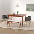 Nrizc Woven Dining Chairs Set of 6, Velvet Upholstered Dining Chairs with Gold Metal Legs, Modern Accent Chairs for Living Room, Dining Room, Kitchen (Grey)