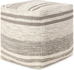 REDEARTH · Tufted Pouf Ottoman with Filler Textured Storage Cube Bean Bag Pouffe Footrest for Living Room, Bedroom, Nursery, Kidsroom; 100% Cotton (17.5"X17.5"X17.5", Melange Delight Taupe)