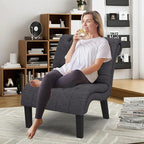 Yongqiang Upholstered Accent Chair for Bedroom Living Room Chairs Lounge Chair Armless Slipper Chair with Wood Legs Gray Fabric