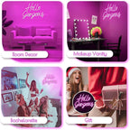Kavaas Hello Gorgeous Neon Signs for Wall Decor, Hello Gorgeous Neon Light Sign with Dimmable Switch - Hello Gorgeous Sign for Girls Bedroom, Makeup Room Decor (Pink)