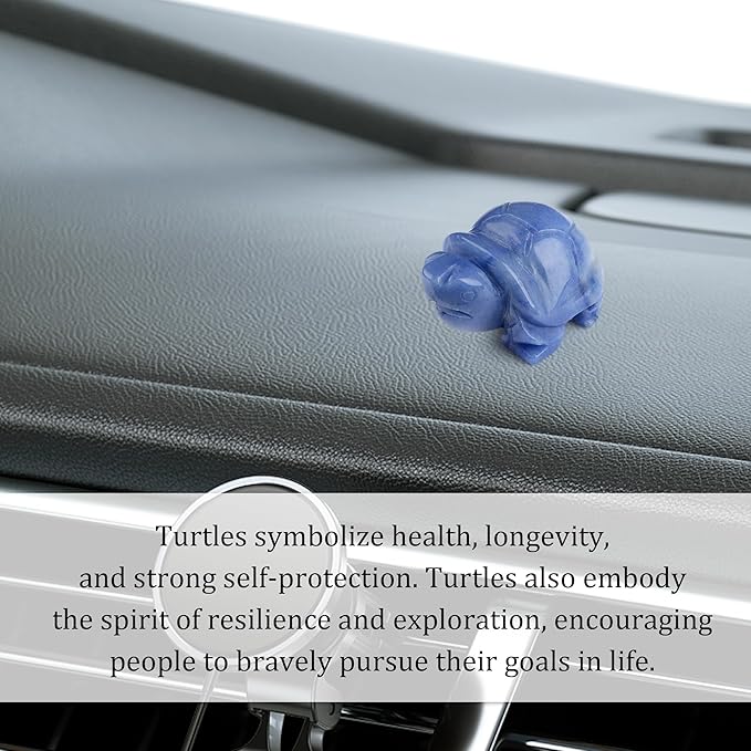 QINJIEJIE Blue Aventurine Crystal Travel Turtle Figurines for Travelers Best Travel Gifts for Women Men Healing Crystals Sea Turtle Lovers Office Desk Decor Good Luck Gifts for Traveling Abroad