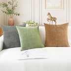 CaliTime Throw Pillow Covers Decorative 12 X 20 Inches Pack of 2 Cozy Chenille Cushion Cases for Couch Sofa Bed Living Room Home Apricot Brown