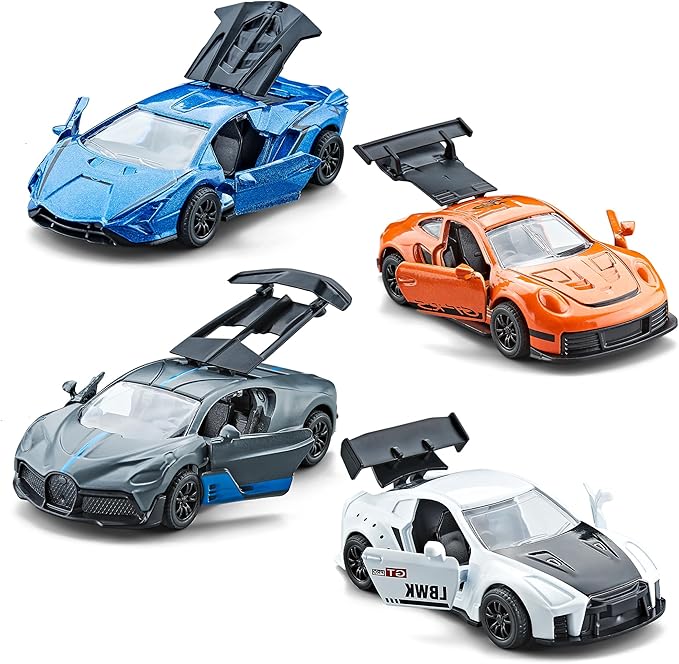 KIDAMI Racing Cars Toy Vehicles Set, Die Cast Metal Toy Cars with Pull Back & Doors Openable for Toddlers, Boys, Girls’ Educational Play, Birthday Gift