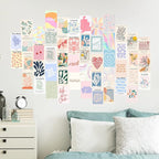 Aesthetic Room Decor, 50pcs Danish Pastel Prints for Wall Decor, Wall Collage Kit Aesthetic Pictures for Dorm Decor, Teen Girls Preppy Bedroom Decor