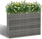 LEWIS&WAYNE Large Rectangular Block Planter Box Handmade Wicker Tall Planters for Outdoor Plants with Removable Liners Modern Planter for Indoor Outdoor Patio Deck - Gray, 38''x11''x30''