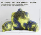 Fur Reading Pillow w/Unique Camo Colors, Fluffy Cozy Bed Rest Pillow Lounge Cushion with Arms for Adults & Kids, Back Pillow for Sitting in Bed Couch Chair, Functional Bed Wedge Pillows