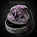 Dragon Statue Jewelry Box - Medieval Fantasy Myth with Cover Treasure Box, Dragon Statue Decoration Collection Gift Box (Purple)