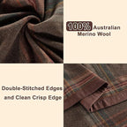 YOUR MOON 100% Pure Merino Wool King Size, Australian Organic Natural Wool Blanket, Hypoallergenic Wool Blanket for Bed, Medium Weight(Plaid Brown, 90 * 108)