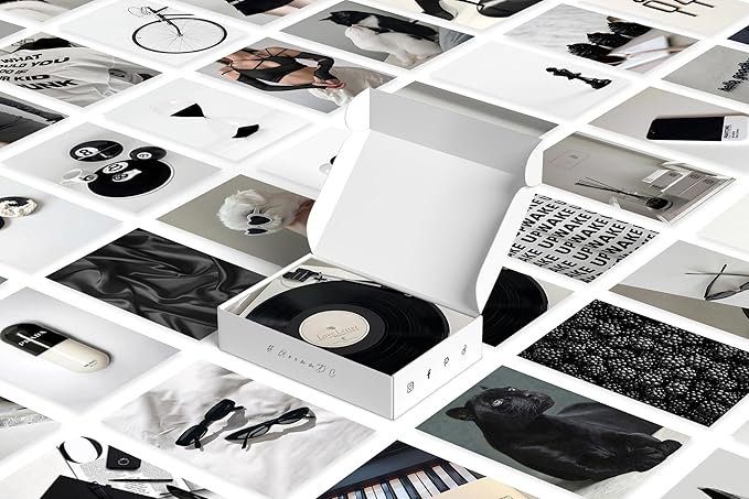 Mystic Black & White Aesthetic Wall Collage Kit – 100 Bold & Mysterious Photos, 4"x6" Semi-Gloss Prints for Teen Girls Dorm Room Decor, Monochrome Minimalist Art, Ideal Gift for Birthday & Graduation