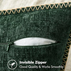 MIULEE Pack of 2 Christmas Pillow Covers 12x20 Inch Dark Green Farmhouse Decorative Throw Pillow Covers with Stitched Edge Soft Chenille Solid Dyed Couch Pillow Covers for Sofa Bed Living Room