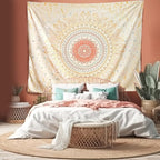 Damanse Floral Tapestry Wall Hanging Cute,Boho Wall Tapestry for Bedroom Aesthetic,Mandala Living Room Decor for Teen Girls (Yellow, 59.8"x78.7")
