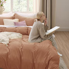 Bedsure Taupe Duvet Cover King Size - 3 Pieces Prewashed Cotton-Like Extra Soft Bedding Set, Includes 1 Duvet Cover 104x90 Inches with Zipper Closure & 2 Pillow Shams, Comforter Not Included