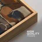 SIGNFORD Framed Canvas Print Wall Art Set Earthy Tones Abstract Layers Modern Brown and Blue Color Block Illustrations Modern Art Decorative for Living Room, Bedroom, Office - 16"x24"x2 Natural